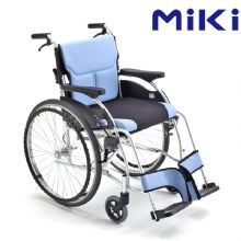 MIKI三貴手動輪椅車MCS-47KJL W5天藍色 網絡款 雙層加厚坐墊 鋁合金輕便折疊手推代步輪椅車